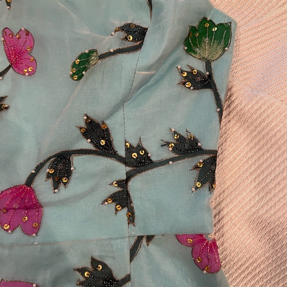 Helen Wang midi strapless dress with embroidery flowers size 2 - Picture 5 of 6